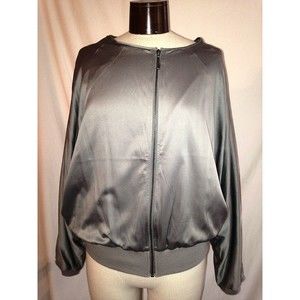 Marc Bouwer Women's Jacket Silver Zipper Front Thin Jacket Size Large Nwot
